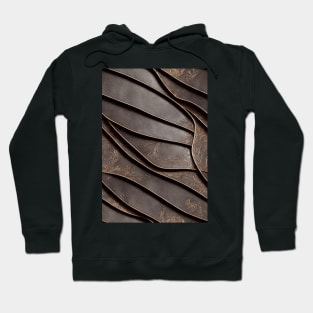 Dark Brown Ornamental Leather Stripes, natural and ecological leather print #41 Hoodie